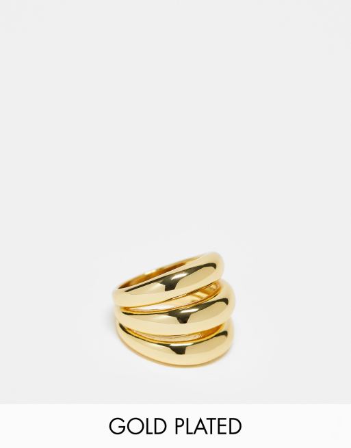 Orelia - 18k vergulde drievoudige dome ring