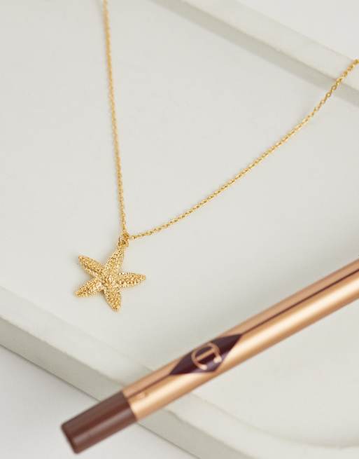 Orelia - 18k vergulde ketting met getextureerde zeester, 2 van 4
