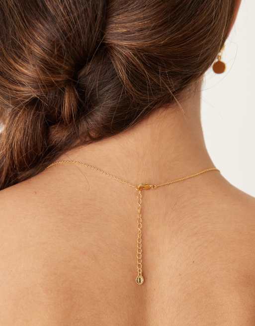 Orelia - 18k vergulde ketting met hangertje van halfedelstenen tijgeroog, 3 van 3