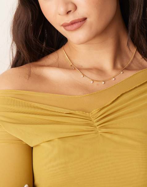 Orelia - 18k vergulde ketting met kristallen hangertjes - view 1