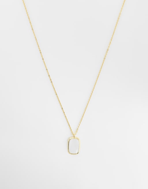Orelia - 18kt vergulde statement ketting met imitatieparelmoer in goud, 2 van 4