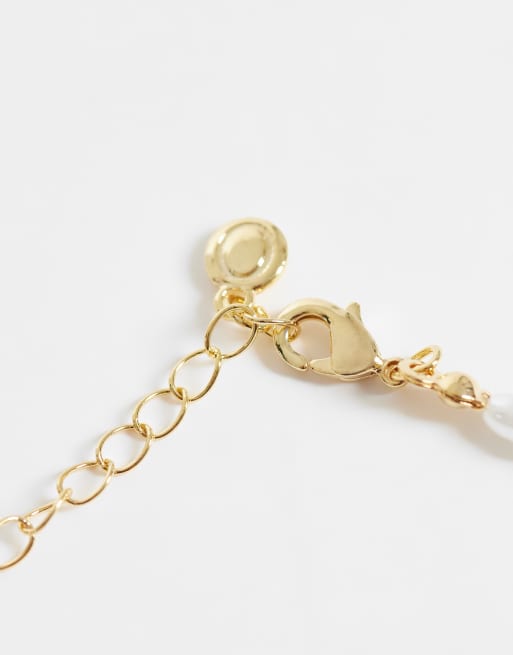 Orelia 3 pack faux pearl, chain and bangle bracelets in 18ct gold plated, 3 of 3