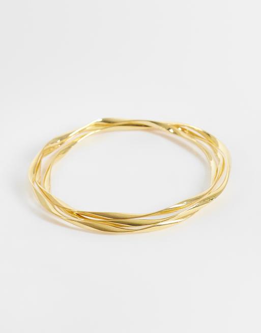 Orelia 3 pack ribbon interlocking bangles in 18k gold plated, 2 of 3