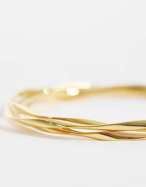 Orelia 3 pack ribbon interlocking bangles in 18k gold plated, 3 of 3