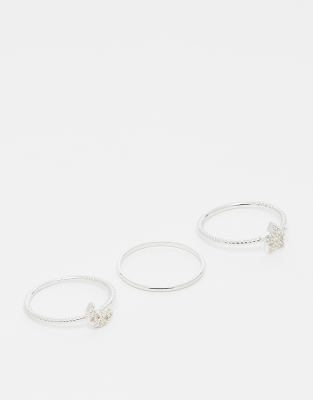 Orelia - 3er-Pack Stapelringe aus Sterlingsilber mit Himmelskörper-Details