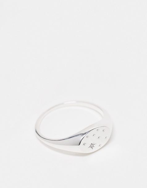 Orelia - Anello in argento sterling placcato con sigillo e cristalli a forma di stelle - view 1