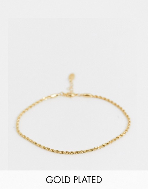 Orelia anklet in gold plate twist chain