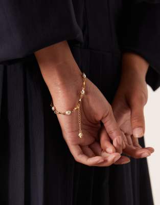 Orelia - Armband mit 18-Karat-Vergoldung, Steg-Gliedern und Perlenverzierung-Goldfarben