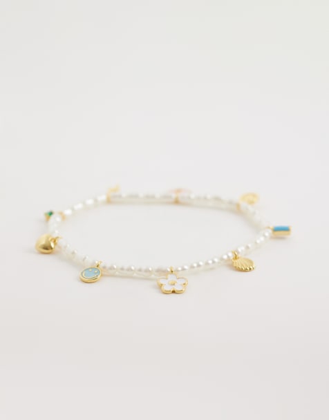 Orelia – Armband mit Perlen und Emaille-Anhänger - view 1
