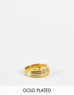 Bague Plaque Or Boule Striée Coquille Prospérité Taille 58 - Plaqué Or, Neuf Avec étiquettes