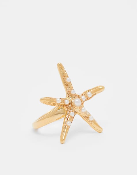 Orelia - Bague en plaqué or à motif étoile de mer - Or pâle - view 1