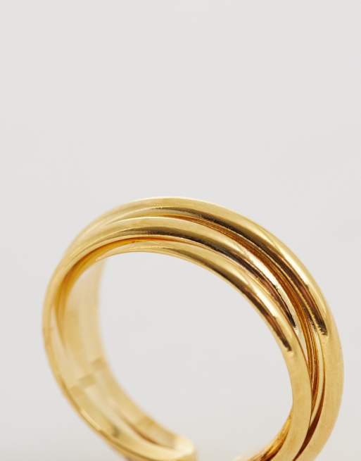 Orelia - Bague réglable linéaire en plaqué or 18 carats, 3 de 3