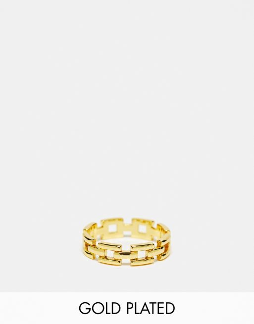 Orelia - Bague style vintage en plaqué or 18 carats à maillons