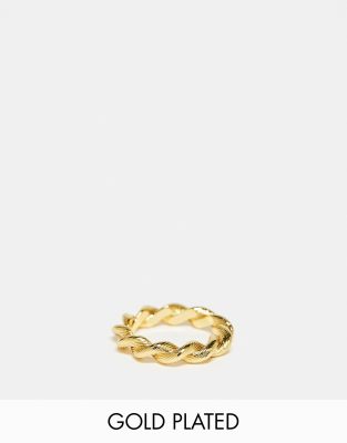 Orelia - Bague texturée en torsadée en plaqué or 18 carats