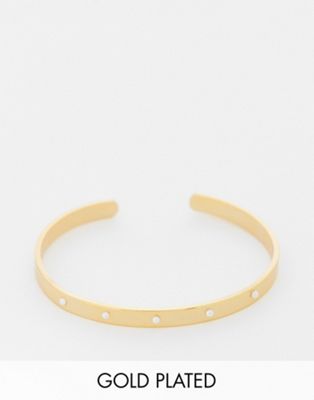 Orelia bangle with faux pearls in gold plate
