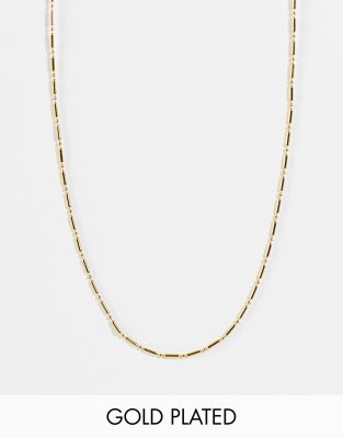 Orelia Orelia bar and bead 15'' chain necklace in gold plate