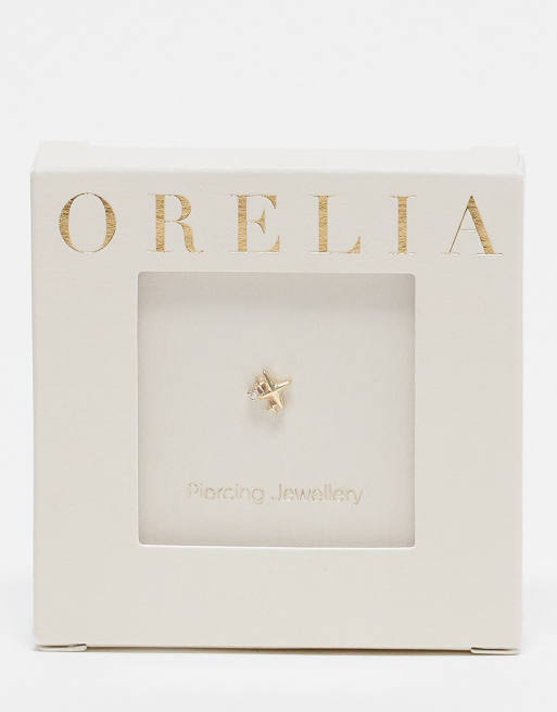 Orelia – Barbell-Ohrenpiercing mit 18-Karat-Vergoldung und Stern-Cluster