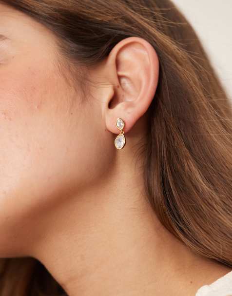 Orelia - Boucles d'oreilles double pendants ornées de cristaux en plaqué or 18 carats - view 1
