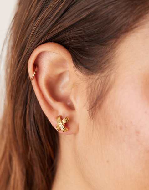 Orelia - Boucles d'oreilles effet croisé en plaqué or 18 carats - view 1