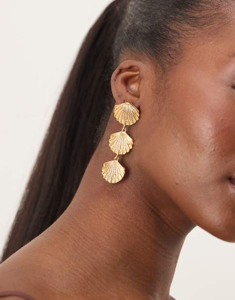 Orelia - Boucles d'oreilles étoile de mer en plaqué or - Or pâle - view 1