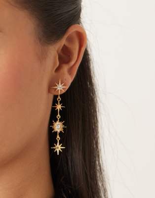 Orelia - Boucles d'oreilles étoiles en plaqué or avec cristaux-Doré