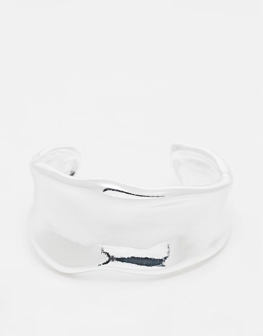Orelia - Bracciale a fascia appariscente placcato argento sterling effetto metallo fuso 