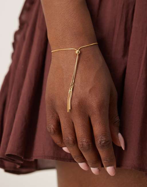 Orelia - Bracciale a scorrimento oro pallido placcato oro con nappe