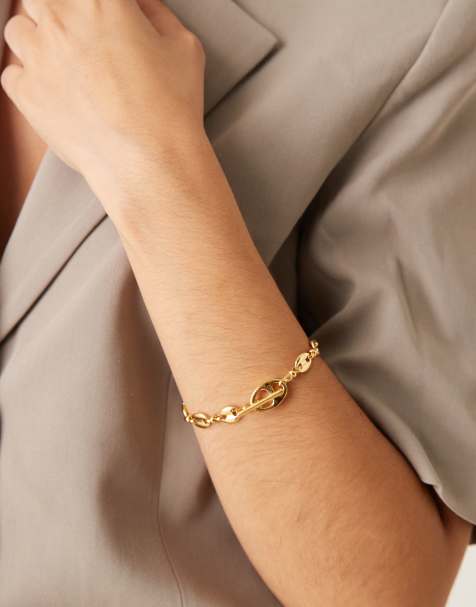 Orelia - Bracciale con catenina mariner e cinturino a T placcata oro 18k - view 1