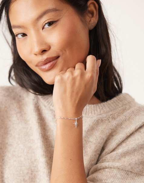 Orelia - Bracciale paperclip in argento sterling con charm a forma di stella - view 1