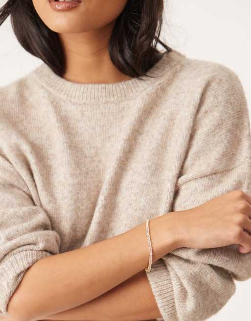 Orelia - Bracciale tennis con cristalli taglio baguette placcato in oro 18 kt