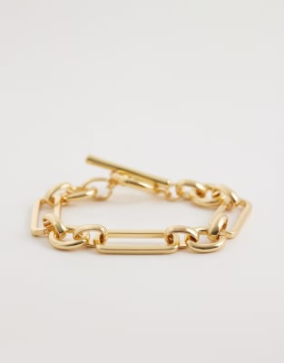 Orelia - Bracelet à maillons rectangulaires avec barre en T en plaqué or 18carats-Doré