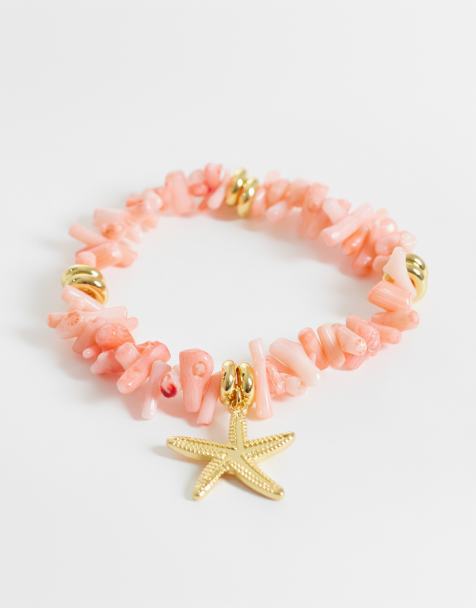Orelia - Bracelet en plaqué or 18 carats avec éclats imitation corail et pendentif étoile de mer - view 1