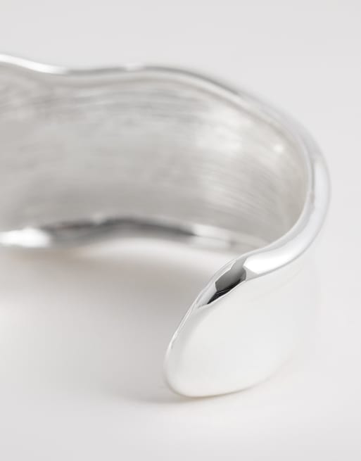Orelia - Bracelet jonc tendance en métal effet fondu - Argenté, 2 de 3