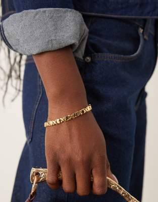 Orelia - Bracelet tennis avec croix en plaqué or 18 carats-Doré