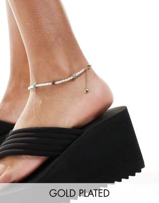 Cavigliera Donna Placcata Oro QOCUILC - Catena Multistrato Con Perline, Regolabile, Elegante - Foto 9