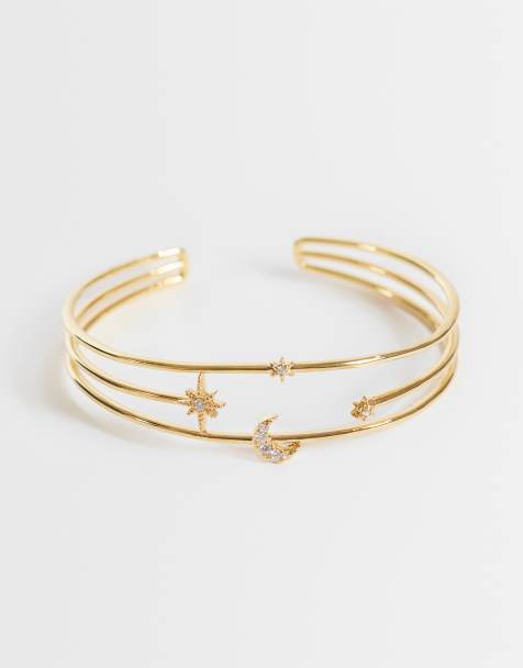 Orelia celestial open caged bangle in 18k gold plated - view 1