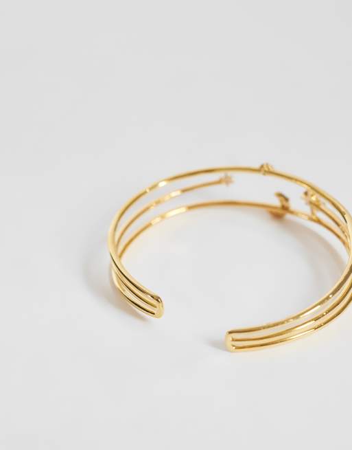 Orelia celestial open caged bangle in 18k gold plated, 3 of 3