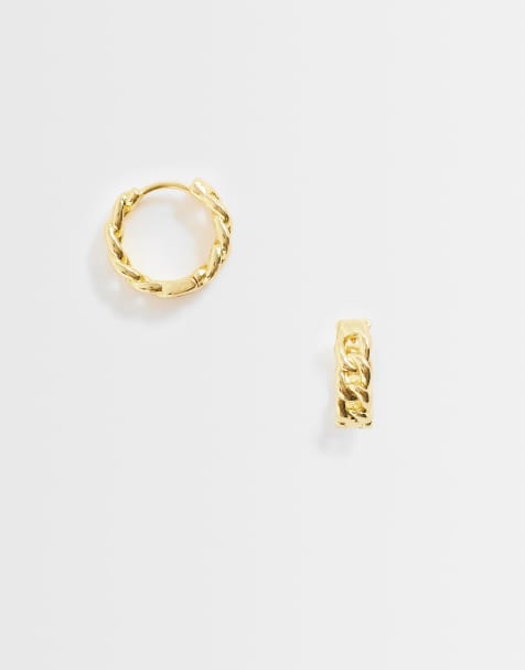 Orelia chain huggie hoop earrings in 18k gold plated - view 1