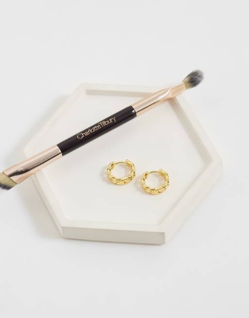 Orelia chain huggie hoop earrings in 18k gold plated, 2 of 4