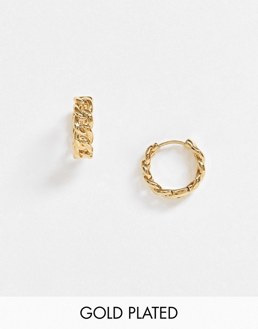 Orelia chain huggie hoop earrings in gold plate