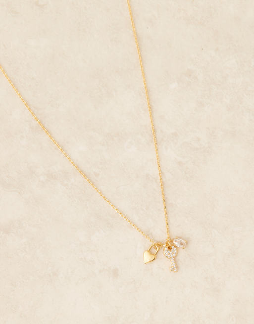Orelia charm cluster necklace in 18k gold plated, 2 of 3