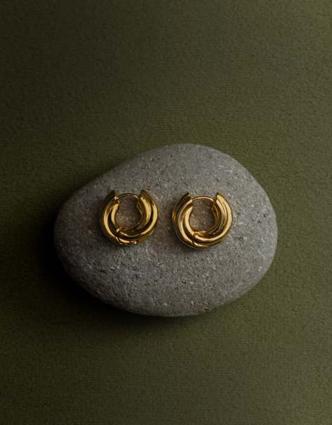 Orelia chubby intertwined hoops in 18ct gold plated - view 1