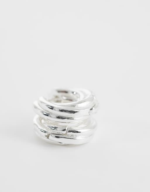 Orelia chubby intertwined hoops in silver plated, 3 of 4