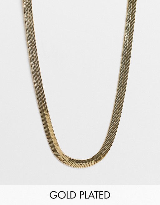 Orelia chunky flat chain necklace in gold plate