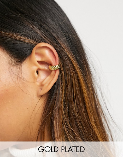 Orelia chunky quilted ear cuff in gold plate