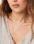 [Orelia] Orelia chunky T-Bar mid length necklace in sterling silver plated No Size SILVER