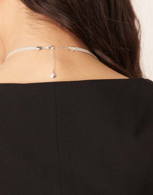 Orelia - Collana a catena veneziana piatta da 16" placcata in argento sterling, 3 di 3