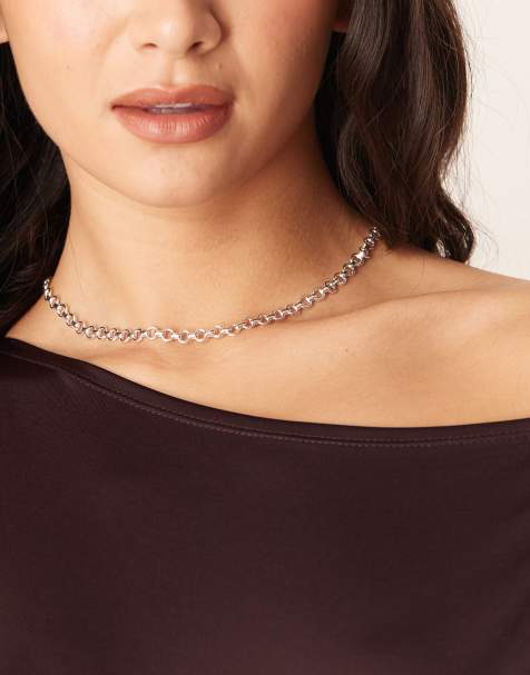 Orelia - Collana a catenina da 18“ placcata in argento sterling con design a maglie aperte - view 1