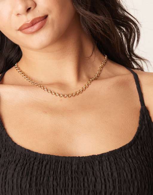 Orelia - Collana a catenina da 18“ placcata in oro 18 k con design a maglie aperte