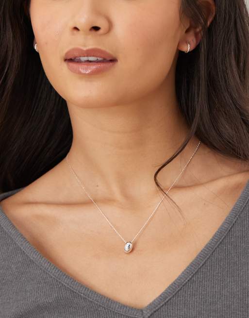 Orelia - Collana a catenina in argento sterling placcato con pendente a goccia lucido